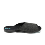 Черни анатомични мъжки чехли, текстилна материя - равни обувки за целогодишно ползване N 100011029