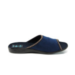Сини анатомични дамски пантофки, текстилна материя - равни обувки за целогодишно ползване N 100011023