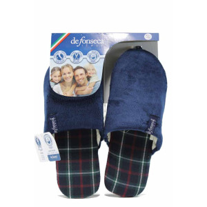 Сини анатомични мъжки чехли с мемори пяна, текстилна материя - равни обувки за целогодишно ползване N 100011239