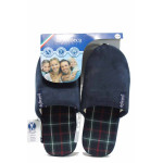 Сини анатомични мъжки чехли с мемори пяна, текстилна материя - равни обувки за целогодишно ползване N 100011236