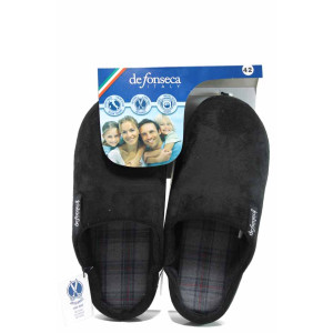 Черни анатомични мъжки чехли с мемори пяна, текстилна материя - равни обувки за целогодишно ползване N 100011243