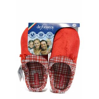 Червени анатомични дамски пантофки с мемори пяна, текстилна материя - равни обувки за целогодишно ползване N 100011244