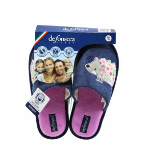 Сини анатомични дамски пантофки, текстилна материя - равни обувки за целогодишно ползване N 100011247