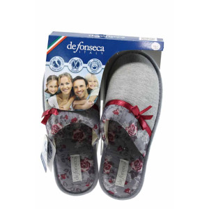 Сиви анатомични дамски пантофки, текстилна материя - равни обувки за целогодишно ползване N 100011246