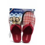 Червени анатомични дамски пантофки, текстилна материя - равни обувки за целогодишно ползване N 100011249