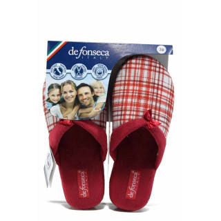 Червени анатомични дамски пантофки, текстилна материя - равни обувки за целогодишно ползване N 100011249