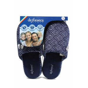 Сини анатомични дамски пантофки с мемори пяна, текстилна материя - равни обувки за целогодишно ползване N 100011234