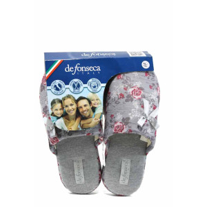 Сиви анатомични дамски пантофки с мемори пяна, текстилна материя - равни обувки за целогодишно ползване N 100011231