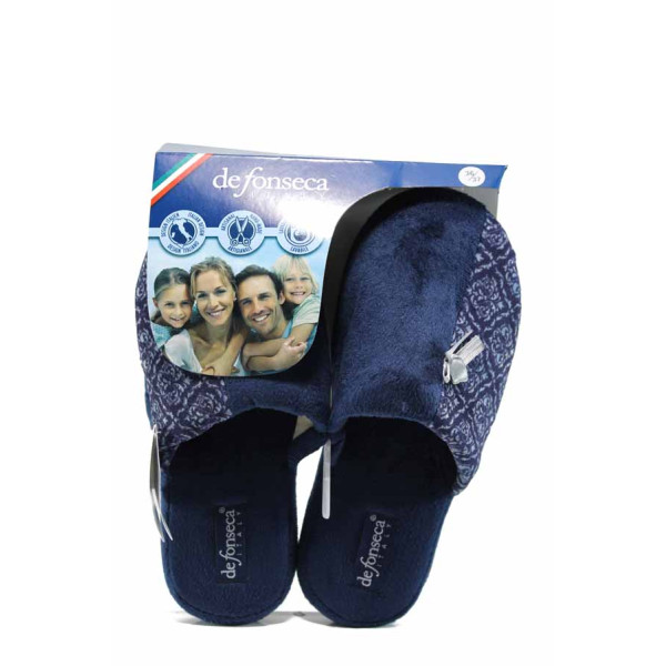 Сини анатомични дамски пантофки с мемори пяна, текстилна материя - равни обувки за целогодишно ползване N 100011233