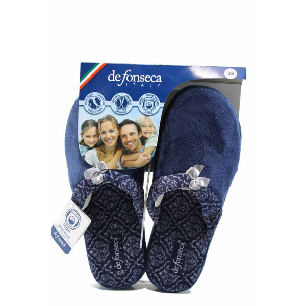 Сини анатомични дамски пантофки, текстилна материя - равни обувки за целогодишно ползване N 100011248