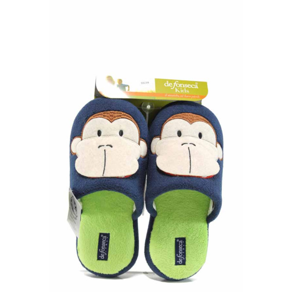 Сини анатомични детски чехли, текстилна материя - равни обувки за целогодишно ползване N 100011228