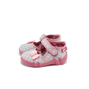 Сиви детски обувки, текстилна материя - равни обувки за целогодишно ползване N 100011319