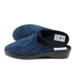 Сини анатомични дамски пантофки, текстилна материя - равни обувки за целогодишно ползване N 100011577