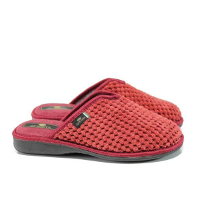 Винени анатомични дамски пантофки, текстилна материя - равни обувки за целогодишно ползване N 100011592