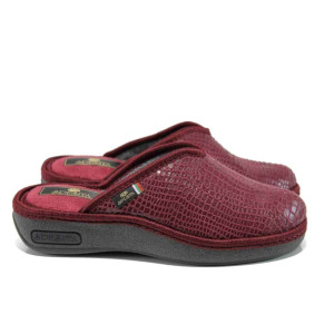 Винени анатомични дамски пантофки, текстилна материя - равни обувки за целогодишно ползване N 100011593