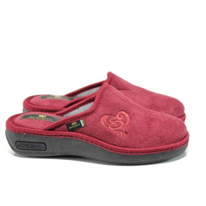 Винени анатомични дамски пантофки, текстилна материя - равни обувки за целогодишно ползване N 100011594