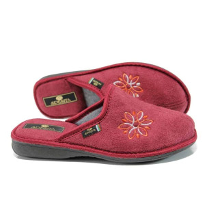 Винени анатомични дамски пантофки, текстилна материя - равни обувки за целогодишно ползване N 100011588