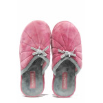 Розови анатомични дамски пантофки, текстилна материя - равни обувки за целогодишно ползване N 100011697