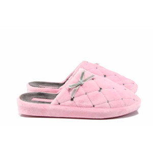 Розови анатомични дамски пантофки, текстилна материя - равни обувки за целогодишно ползване N 100011698