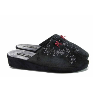 Черни анатомични дамски пантофки, текстилна материя - равни обувки за целогодишно ползване N 100011702