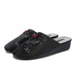 Черни анатомични дамски пантофки, текстилна материя - равни обувки за целогодишно ползване N 100011702