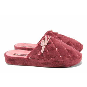 Винени анатомични дамски пантофки, текстилна материя - равни обувки за целогодишно ползване N 100011700