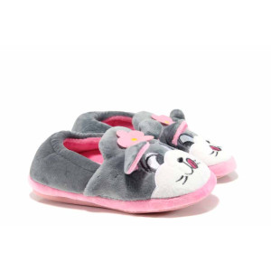 Сиви анатомични детски чехли, текстилна материя - равни обувки за целогодишно ползване N 100011724