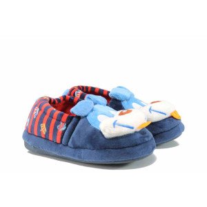 Тъмносини анатомични детски чехли, текстилна материя - равни обувки за целогодишно ползване N 100011721