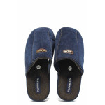 Сини анатомични мъжки чехли, текстилна материя - равни обувки за целогодишно ползване N 100011710