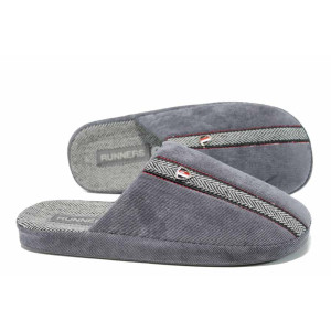 Сиви анатомични мъжки чехли, текстилна материя - равни обувки за целогодишно ползване N 100011706