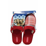 Червени анатомични дамски пантофки, текстилна материя - равни обувки за целогодишно ползване N 100011758