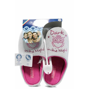 Сиви анатомични дамски пантофки, текстилна материя - равни обувки за целогодишно ползване N 100011760