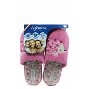 Розови анатомични дамски пантофки, текстилна материя - равни обувки за целогодишно ползване N 100011753