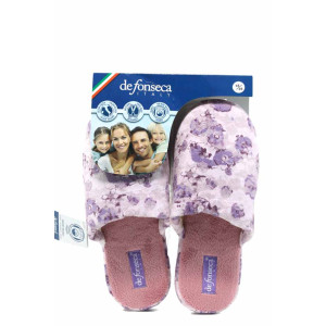 Розови анатомични дамски пантофки, текстилна материя - равни обувки за целогодишно ползване N 100011755