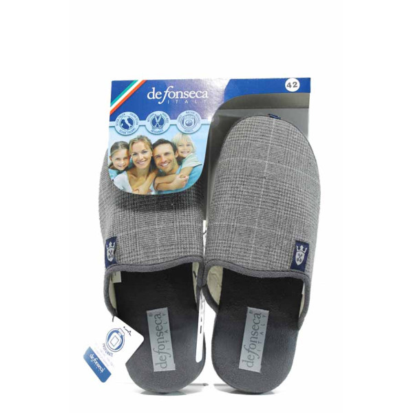 Сиви анатомични мъжки чехли, текстилна материя - равни обувки за целогодишно ползване N 100011763