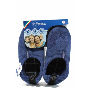 Сини анатомични мъжки чехли, текстилна материя - равни обувки за целогодишно ползване N 100011770