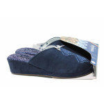 Сини анатомични дамски пантофки, текстилна материя - равни обувки за целогодишно ползване N 100011761