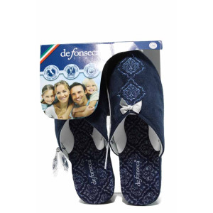 Сини анатомични дамски пантофки, текстилна материя - равни обувки за целогодишно ползване N 100011761