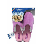 Розови анатомични дамски пантофки, текстилна материя - равни обувки за целогодишно ползване N 100011762