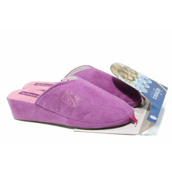 Розови анатомични дамски пантофки, текстилна материя - равни обувки за целогодишно ползване N 100011762