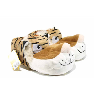 Бежови анатомични мъжки чехли, текстилна материя - равни обувки за целогодишно ползване N 100011771