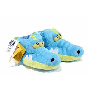 Сини детски чехли, текстилна материя - равни обувки за целогодишно ползване N 100011747