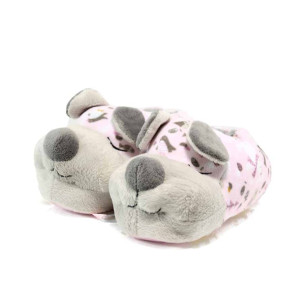 Розови детски чехли, текстилна материя - равни обувки за целогодишно ползване N 100011748