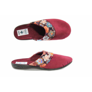 Сиви анатомични дамски пантофки, текстилна материя - равни обувки за целогодишно ползване N 100011844