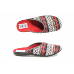 Червени анатомични дамски пантофки, текстилна материя - равни обувки за целогодишно ползване N 100011842
