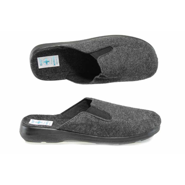 Сиви анатомични мъжки чехли, текстилна материя - равни обувки за целогодишно ползване N 100011845