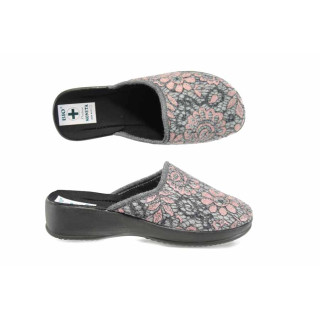Винени анатомични дамски пантофки, текстилна материя - равни обувки за целогодишно ползване N 100011841