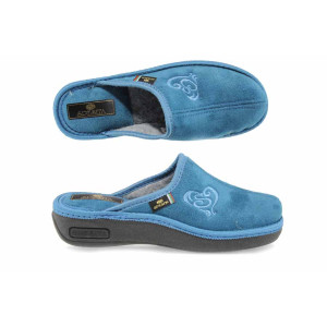 Светлосини анатомични дамски пантофки, текстилна материя - равни обувки за целогодишно ползване N 100011864