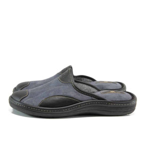 Сиви анатомични мъжки чехли, текстилна материя - равни обувки за целогодишно ползване N 100011981