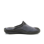 Сиви анатомични мъжки чехли, текстилна материя - равни обувки за целогодишно ползване N 100011981